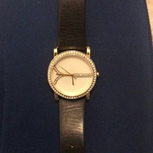 BCBG Maxazria Black Leather Watch